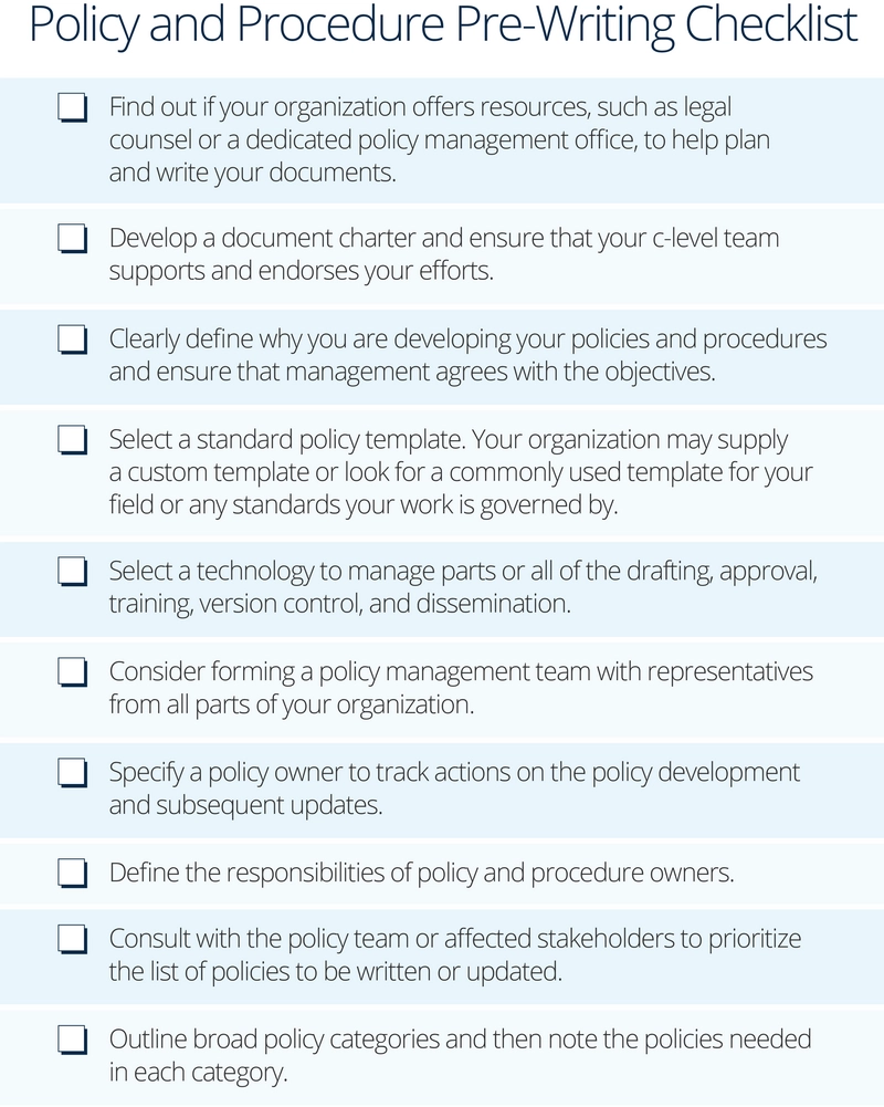 policy-and-procedure-pre-writing-checklist