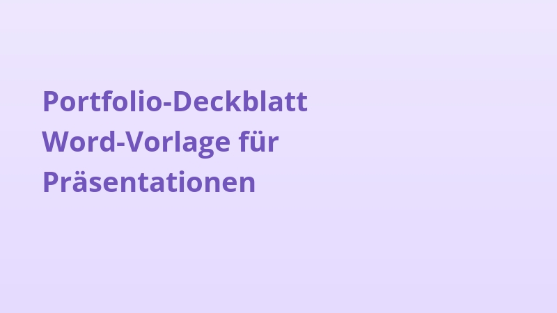 Portfolio-Deckblatt Word-Vorlage für Präsentationen
