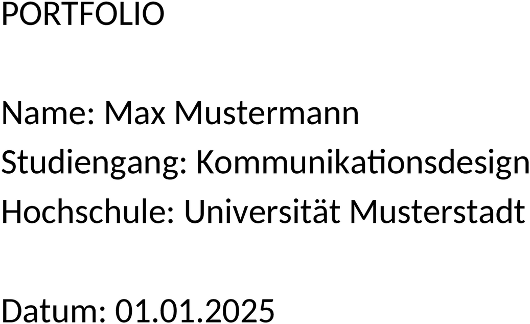 Portfolio Deckblatt Vorlage für Word