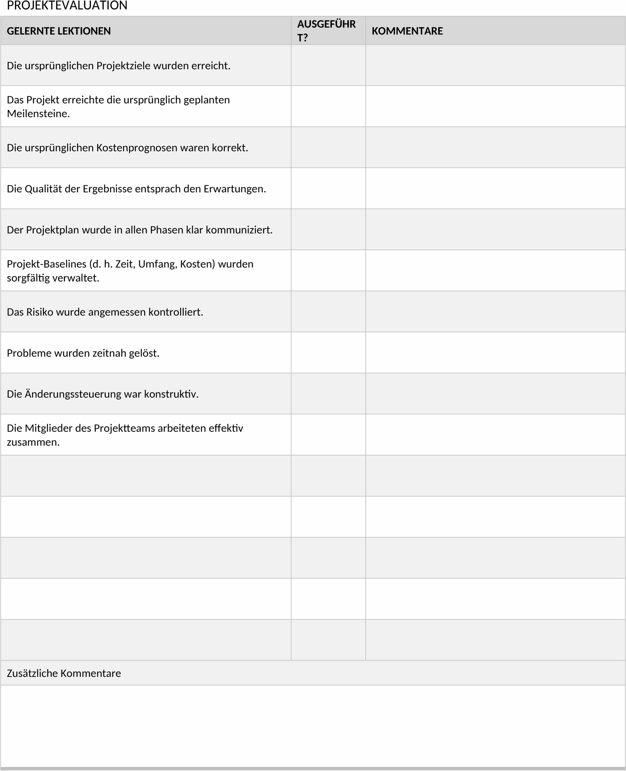 Post-Mortem Bericht für Softwareprojekte als Word-Datei