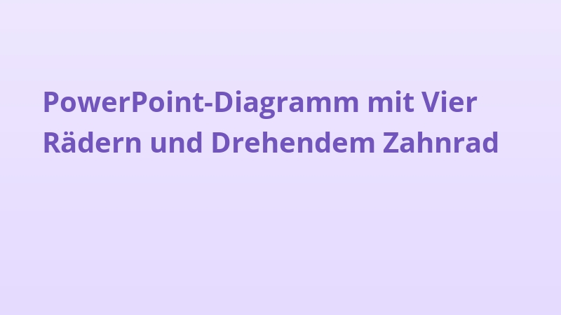 PowerPoint-Diagramm mit Vier Rädern und Drehendem Zahnrad