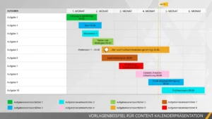 powerpoint-vorlage-fuer-content-kalender-mit-diagramm-und-aufgabenplanung