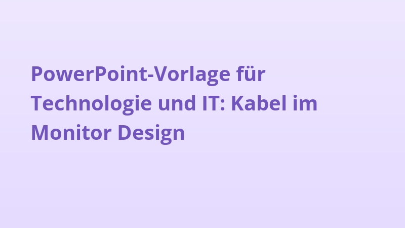 PowerPoint-Vorlage für Technologie und IT: Kabel im Monitor Design