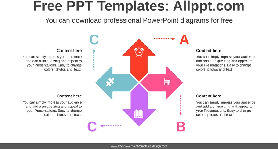 powerpoint-vorlage-fuer-vier-richtungs-pfeile-visualisierung
