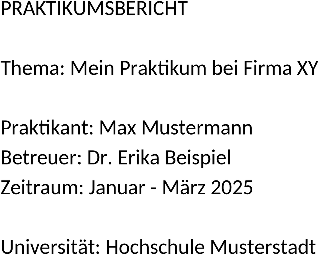 Praktikum Deckblatt Word