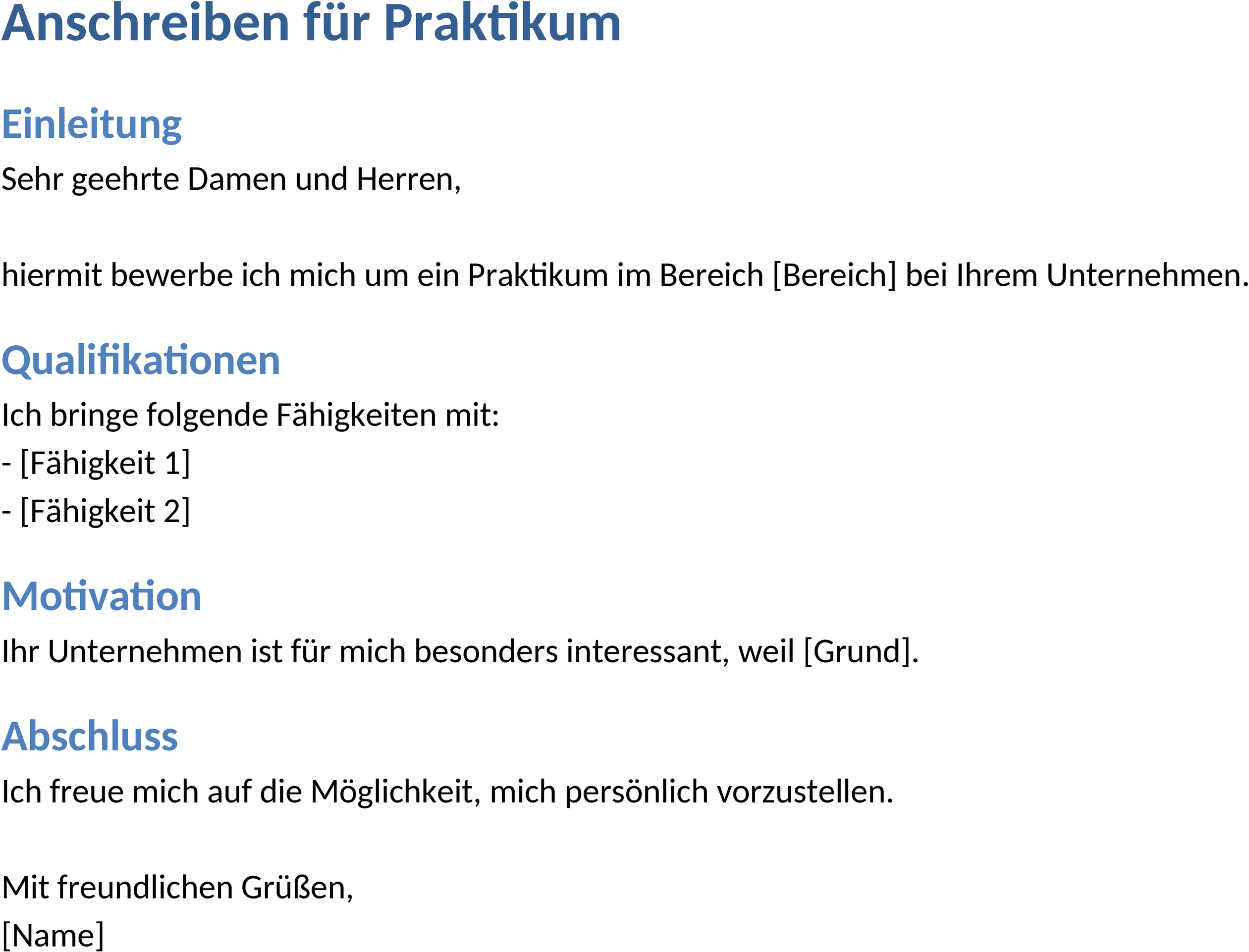 Praktikumsanschreiben im DOCX-Format