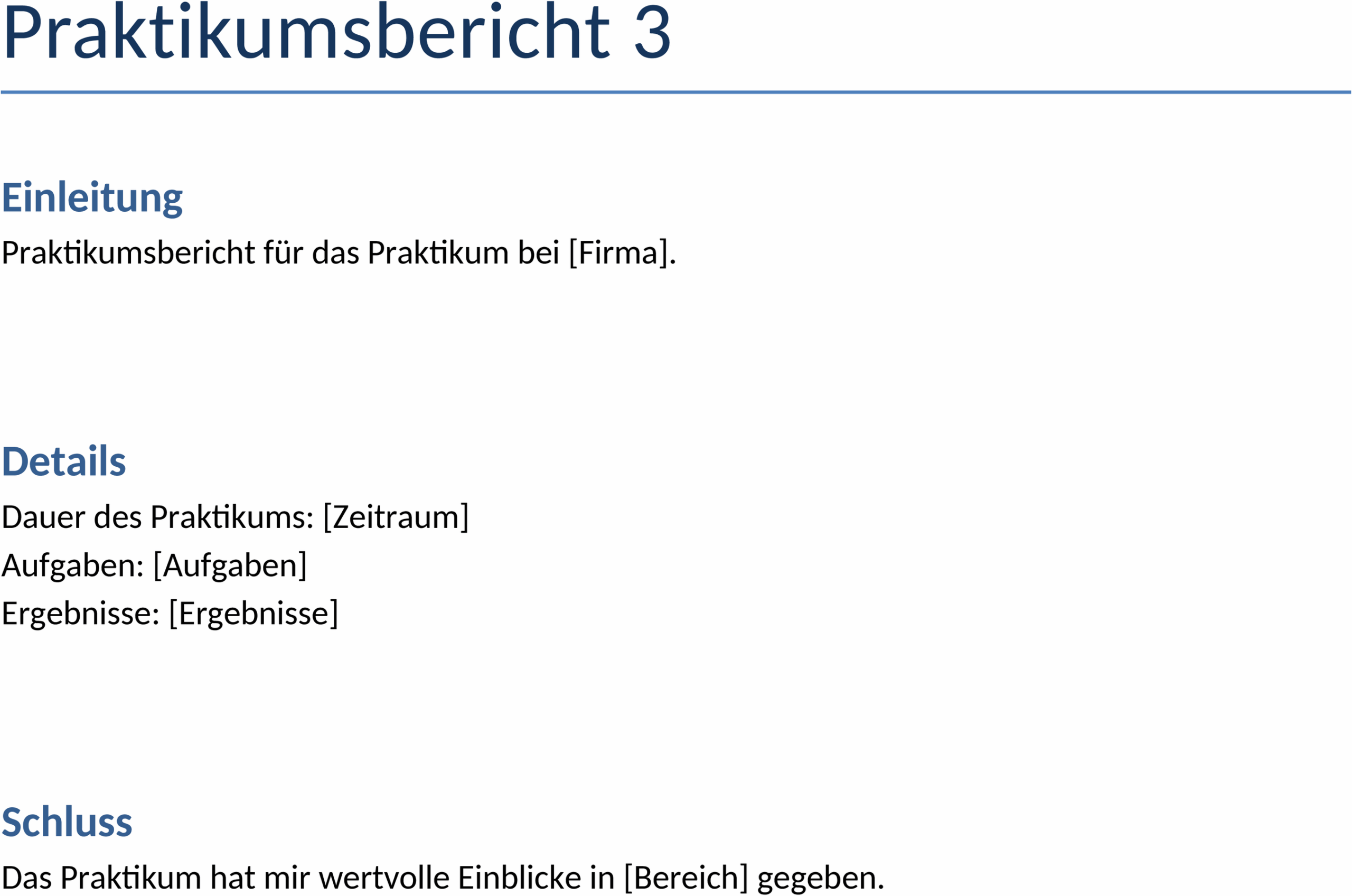 Word-Vorlage Praktikumsbericht