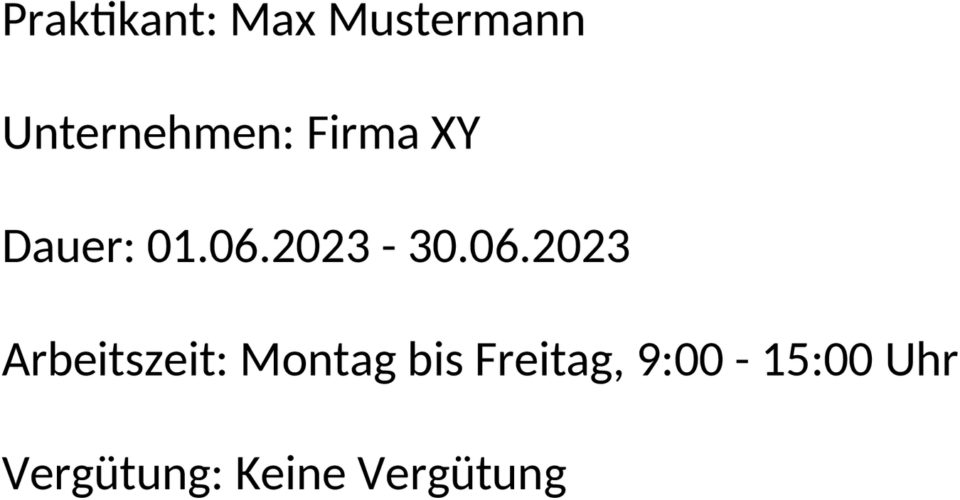 Praktikumsvertrag ohne Verguetung Word