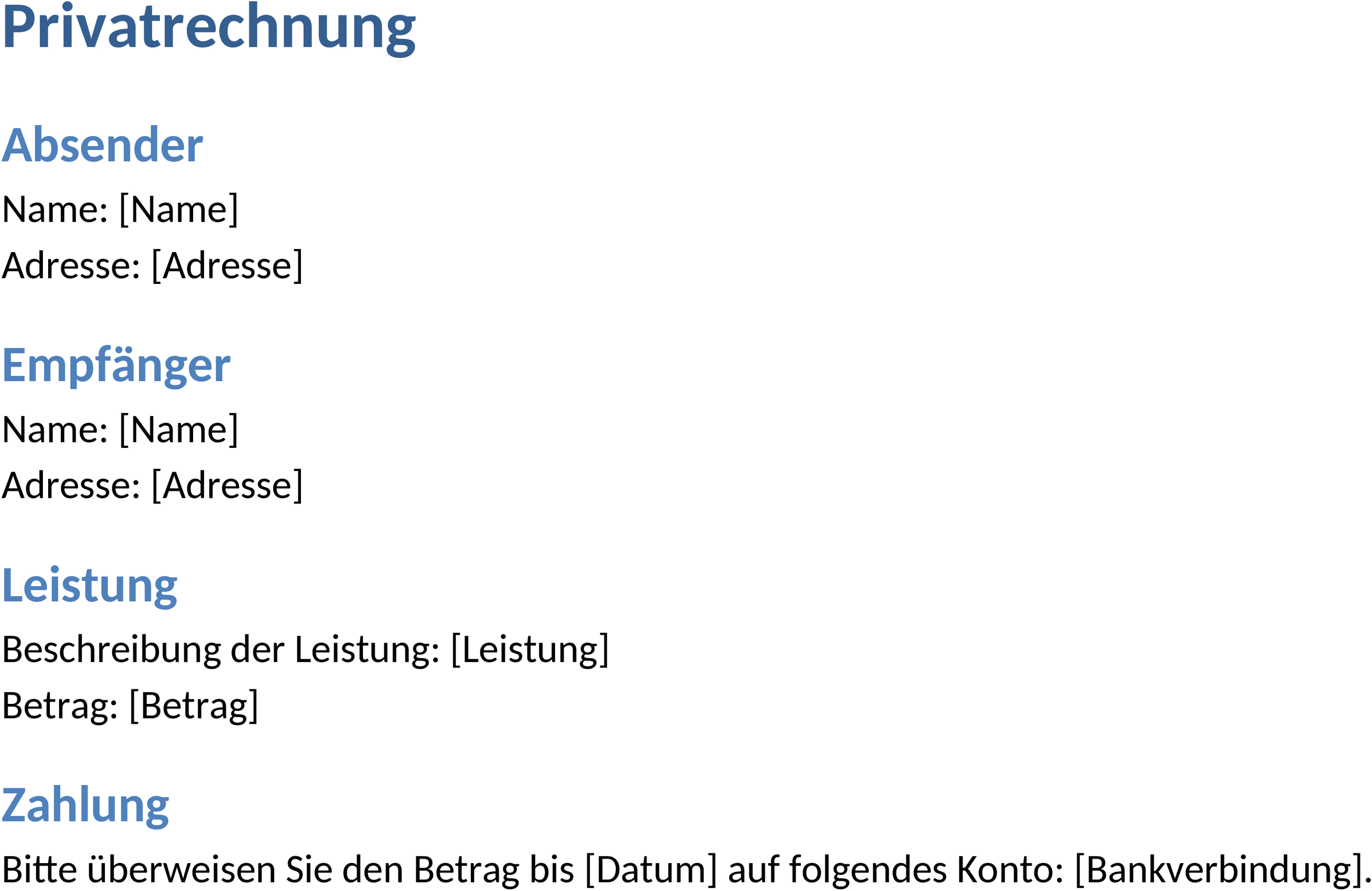 Privatabrechnung Word-Vorlage