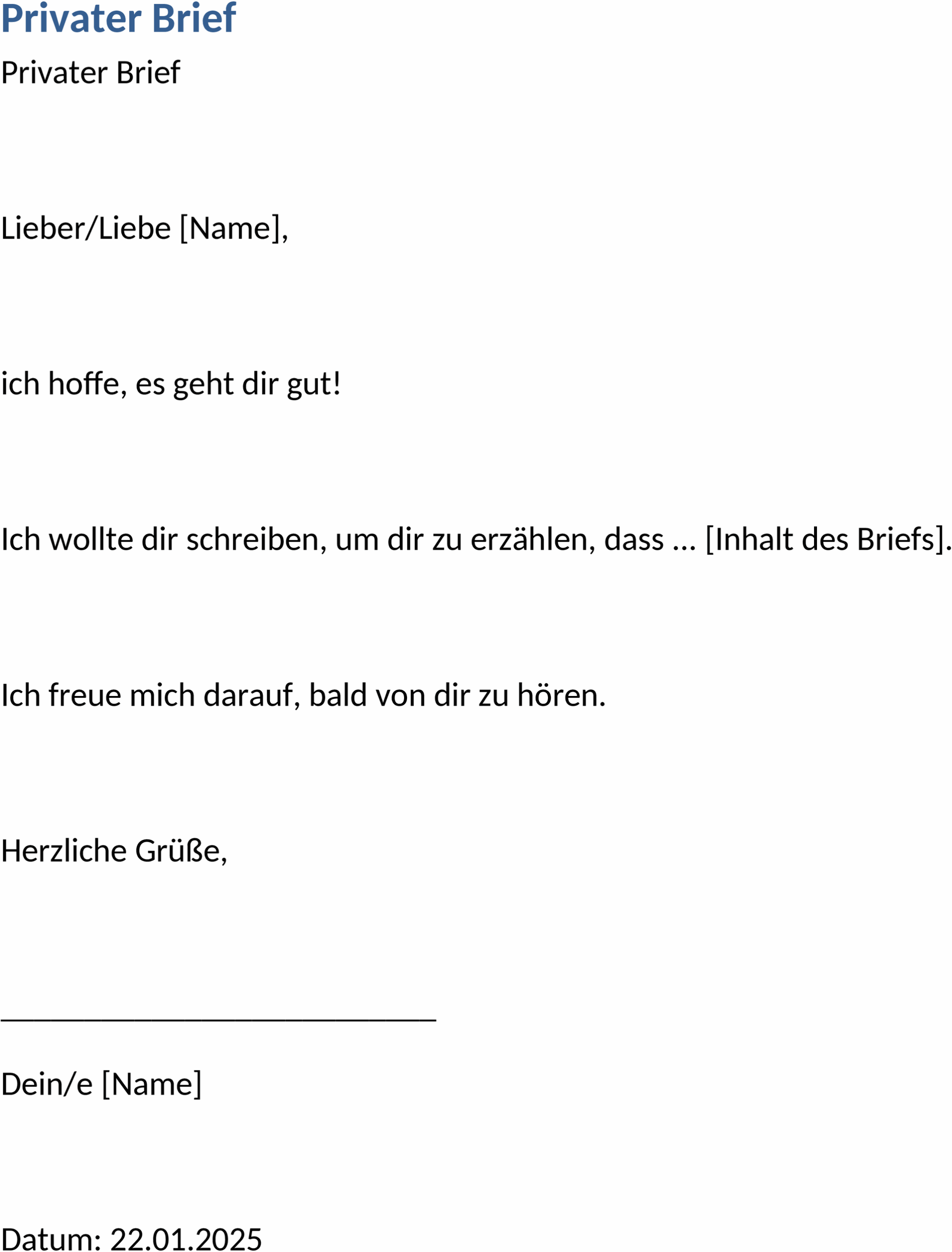 Privater Brief Word-Dokument