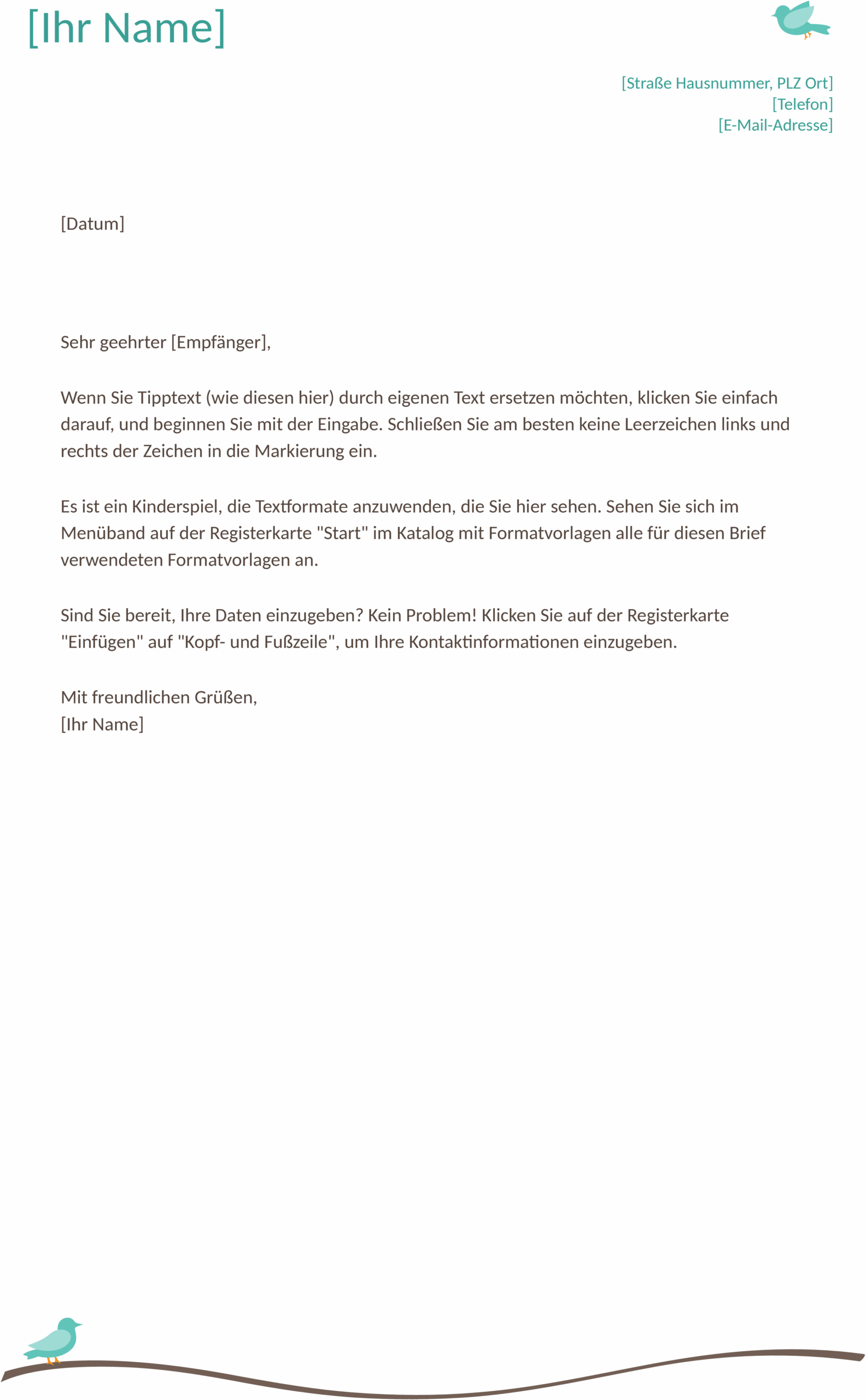 Privater Briefkopf Word-Template