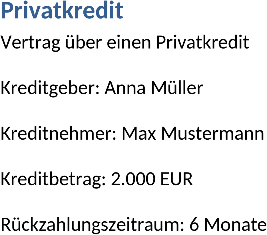 Privatkredit Word-Vorlage
