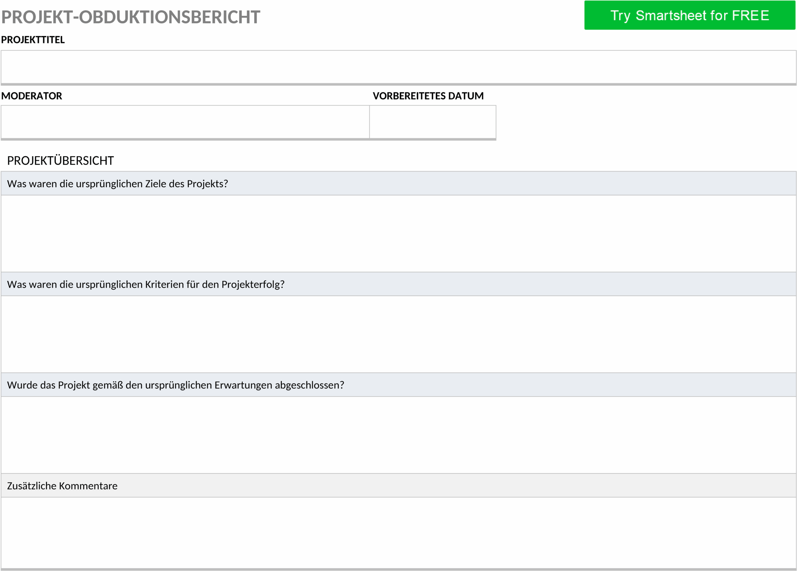 Projekt-Postmortem-Bericht Word-Vorlage
