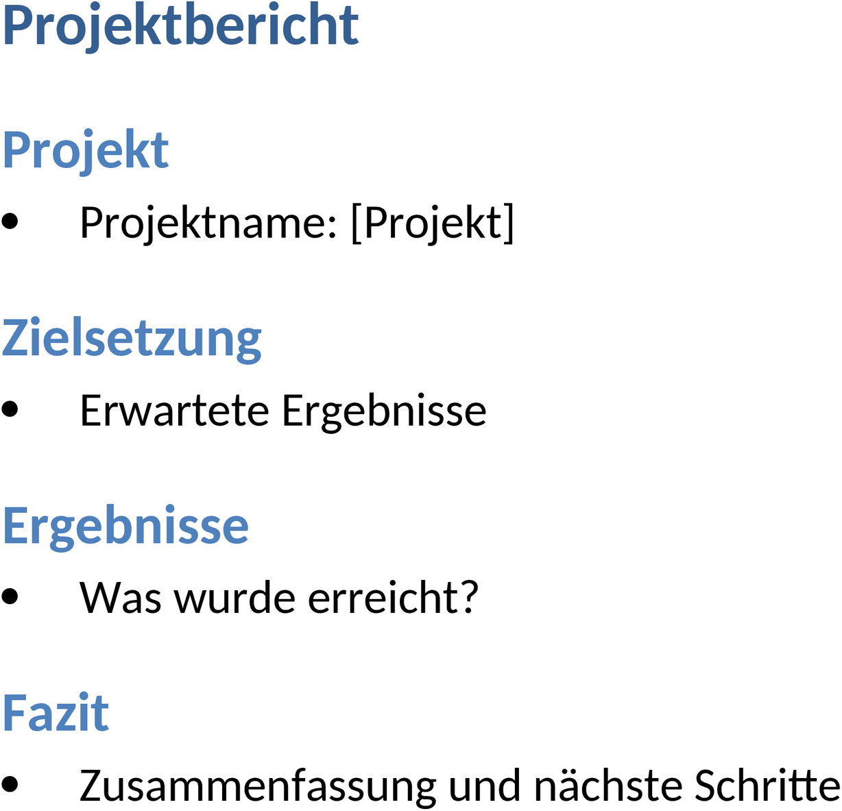 Projektbericht als Word-Dokument