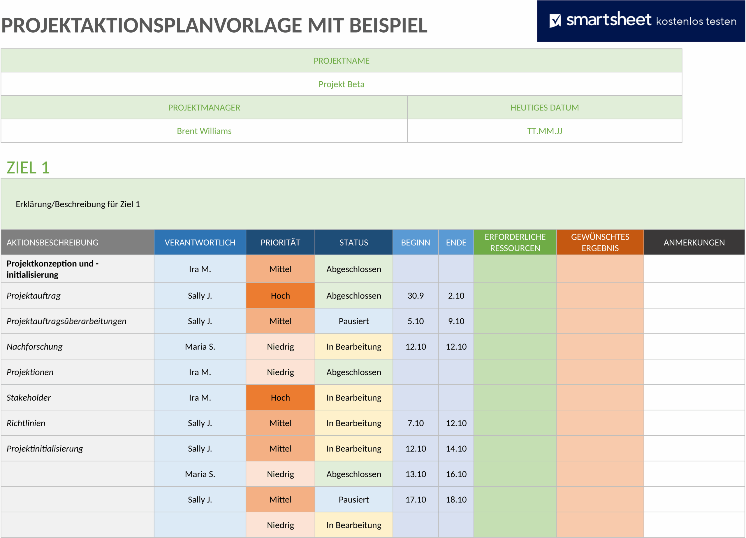 Projekthandlungsplan-Word-Vorlage