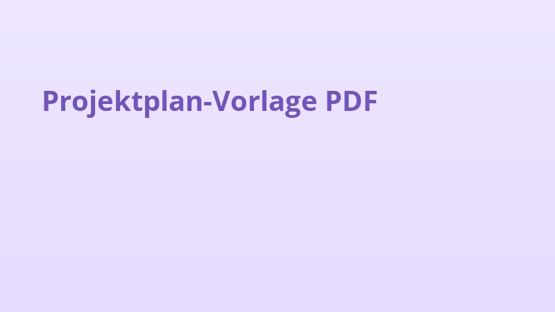 Projektplan-Vorlage PDF