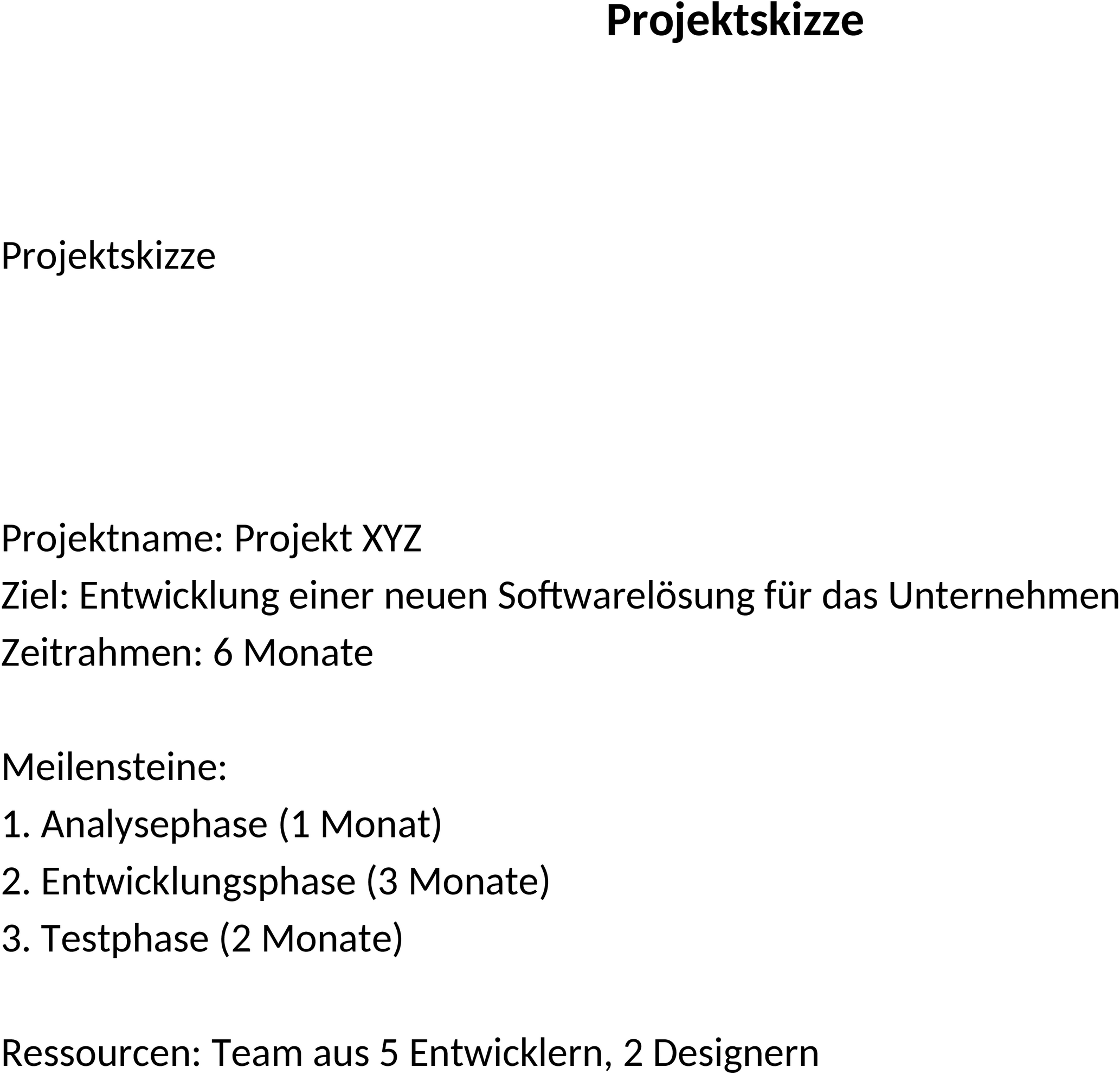 Projektskizze Word-Vorlage