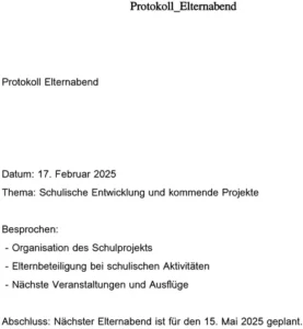 protokoll-elternabend-schulische-entwicklung-und-projekte