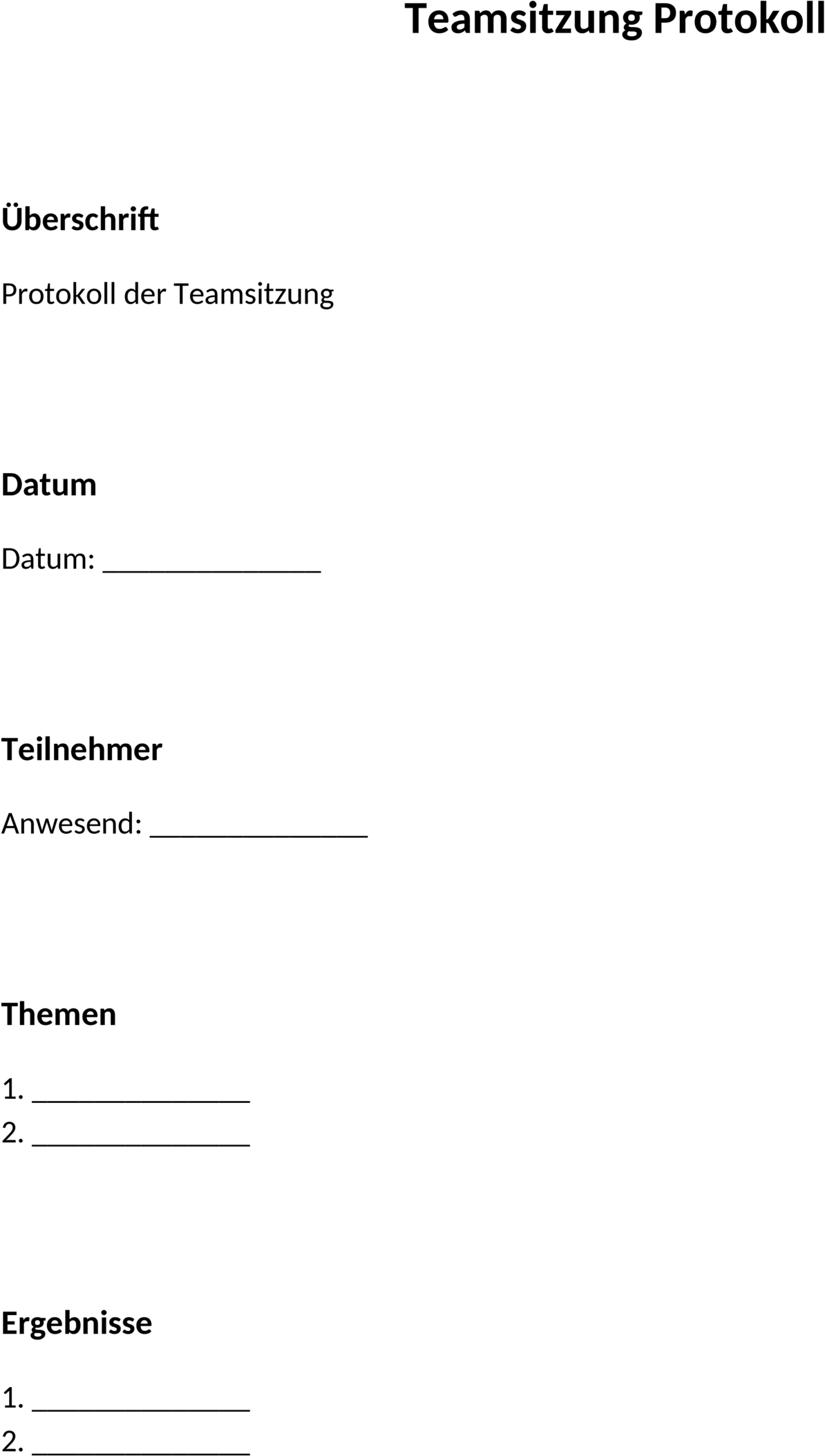 Protokoll der Teamsitzung: Struktur und Nutzen