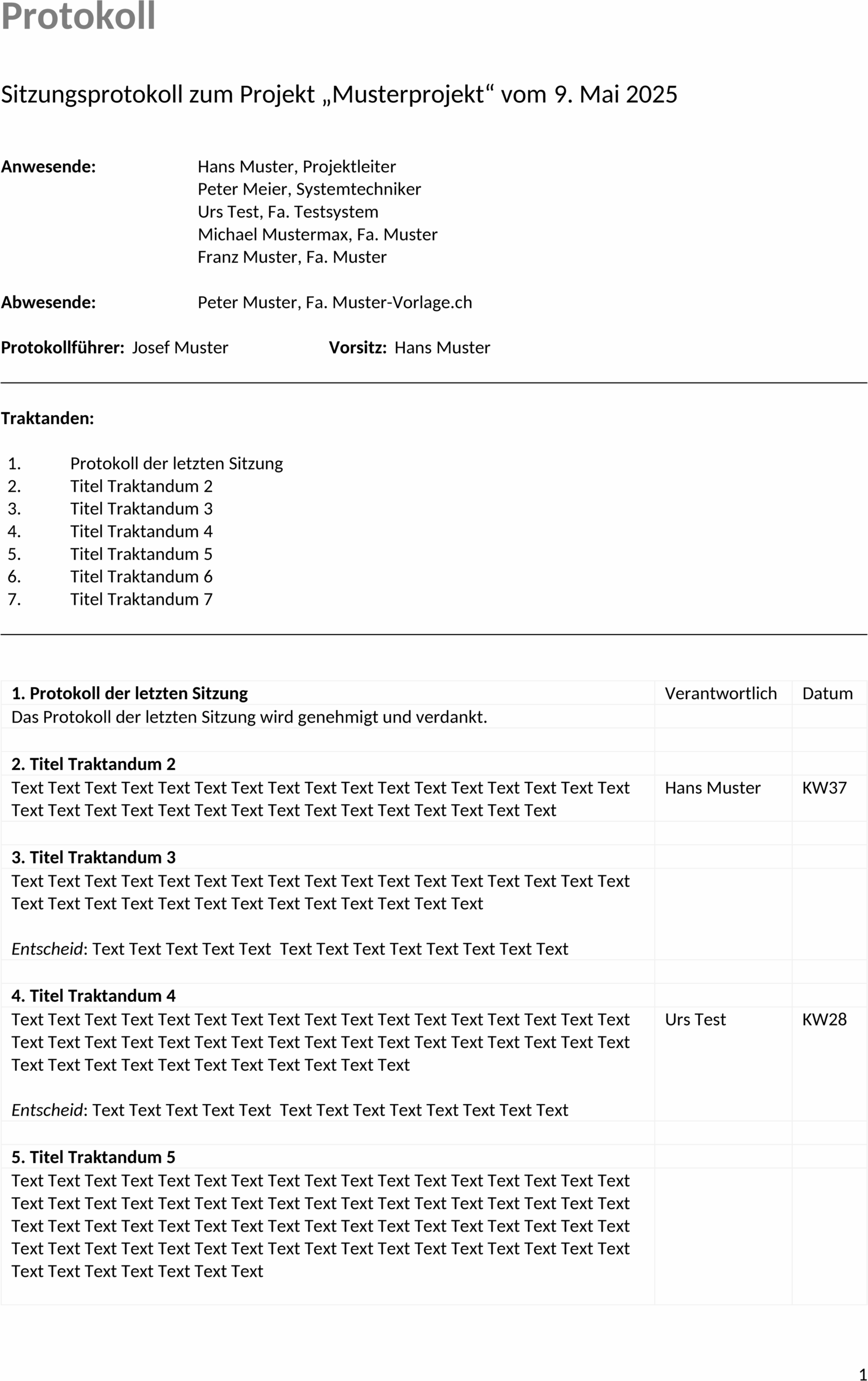 Protokollvorlage im Word-Format