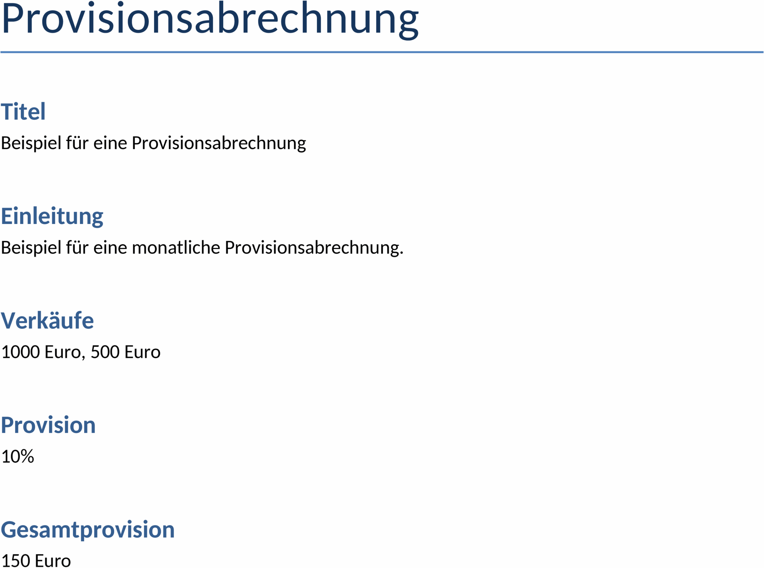 Provisionsabrechnung Word-Vorlage