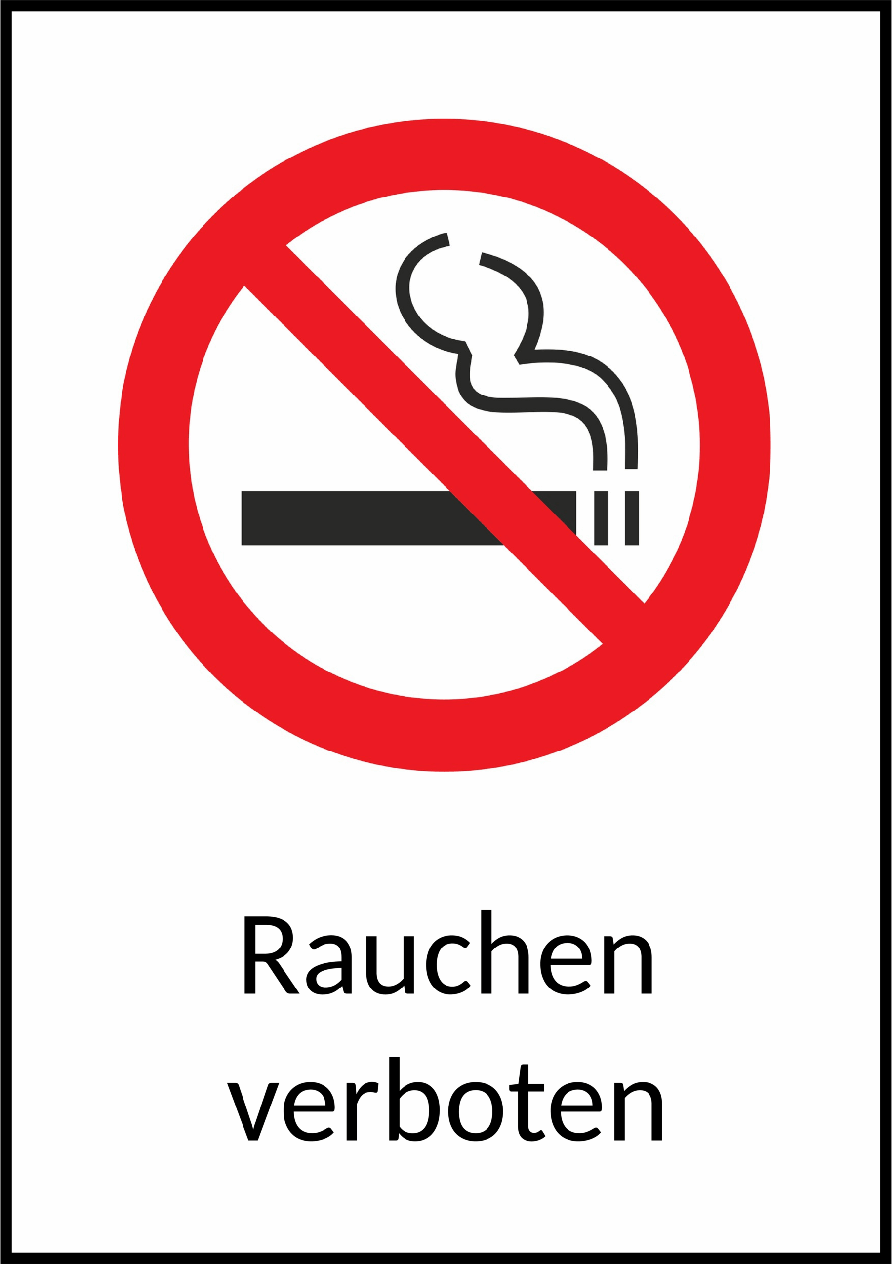 Rauchen verboten Schild Vorlage Word