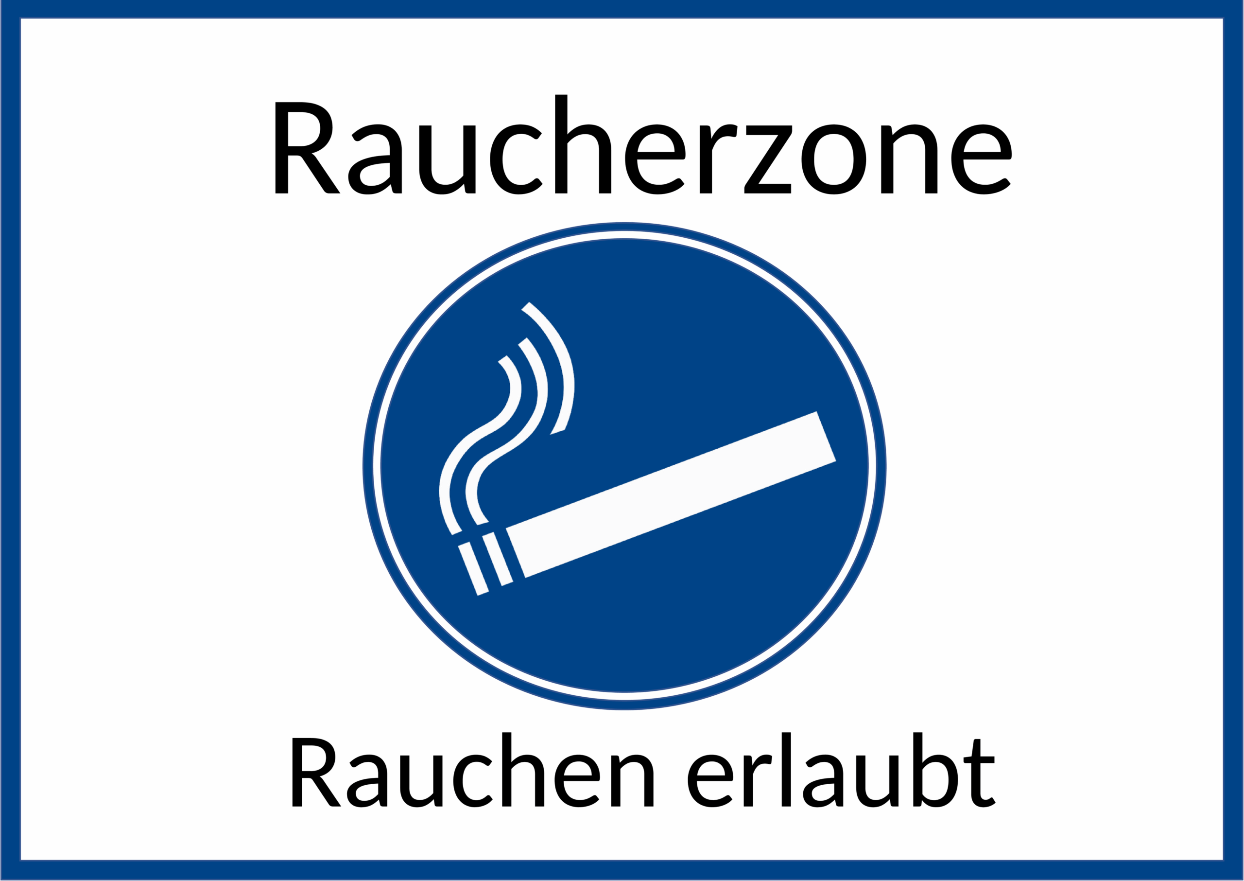 Raucherzone Schild im Querformat