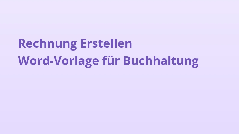 Rechnung Erstellen Word-Vorlage für Buchhaltung