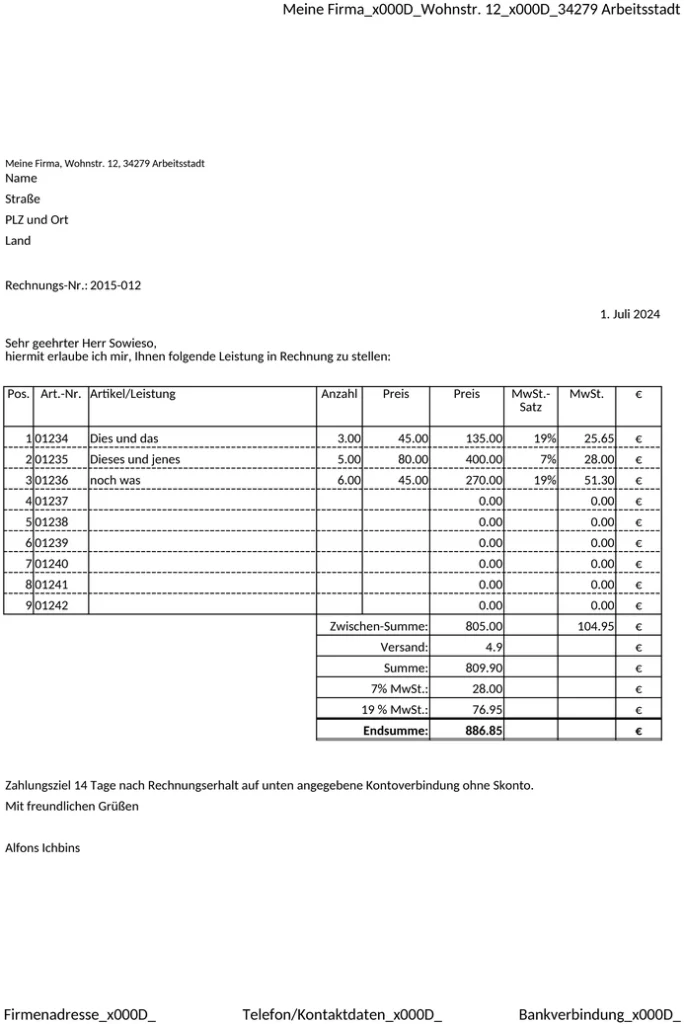 rechnung-vorlage-mit-mwst-und-versand