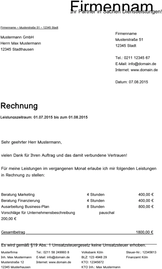 rechnungsvorlage-kleinunternehmer-regelung