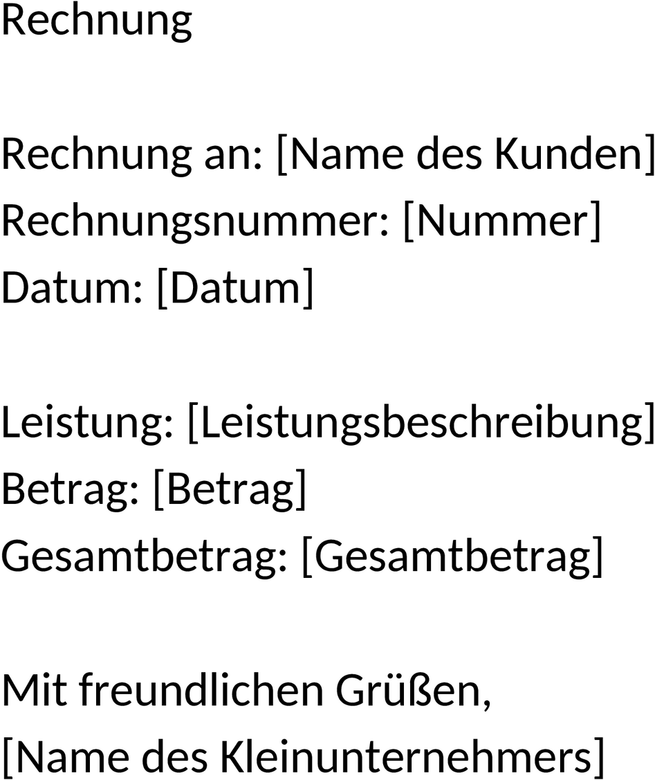 Rechnungsvorlage für Kleinunternehmer im Word-Format