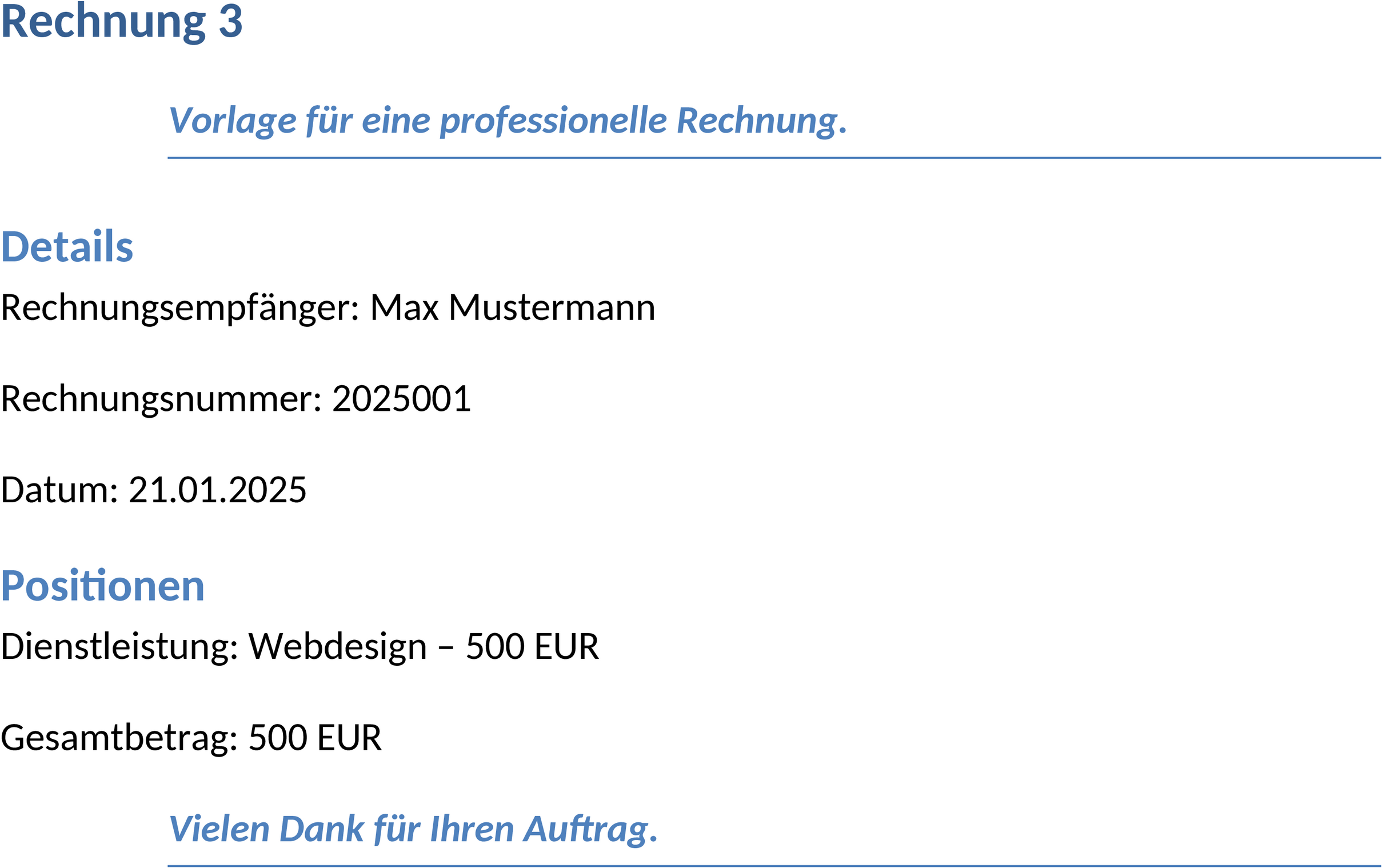 Rechnungsvorlage für Word