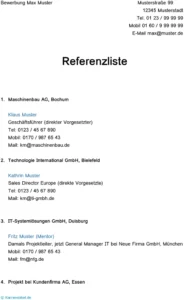 referenzliste-bewerbung-vorlage