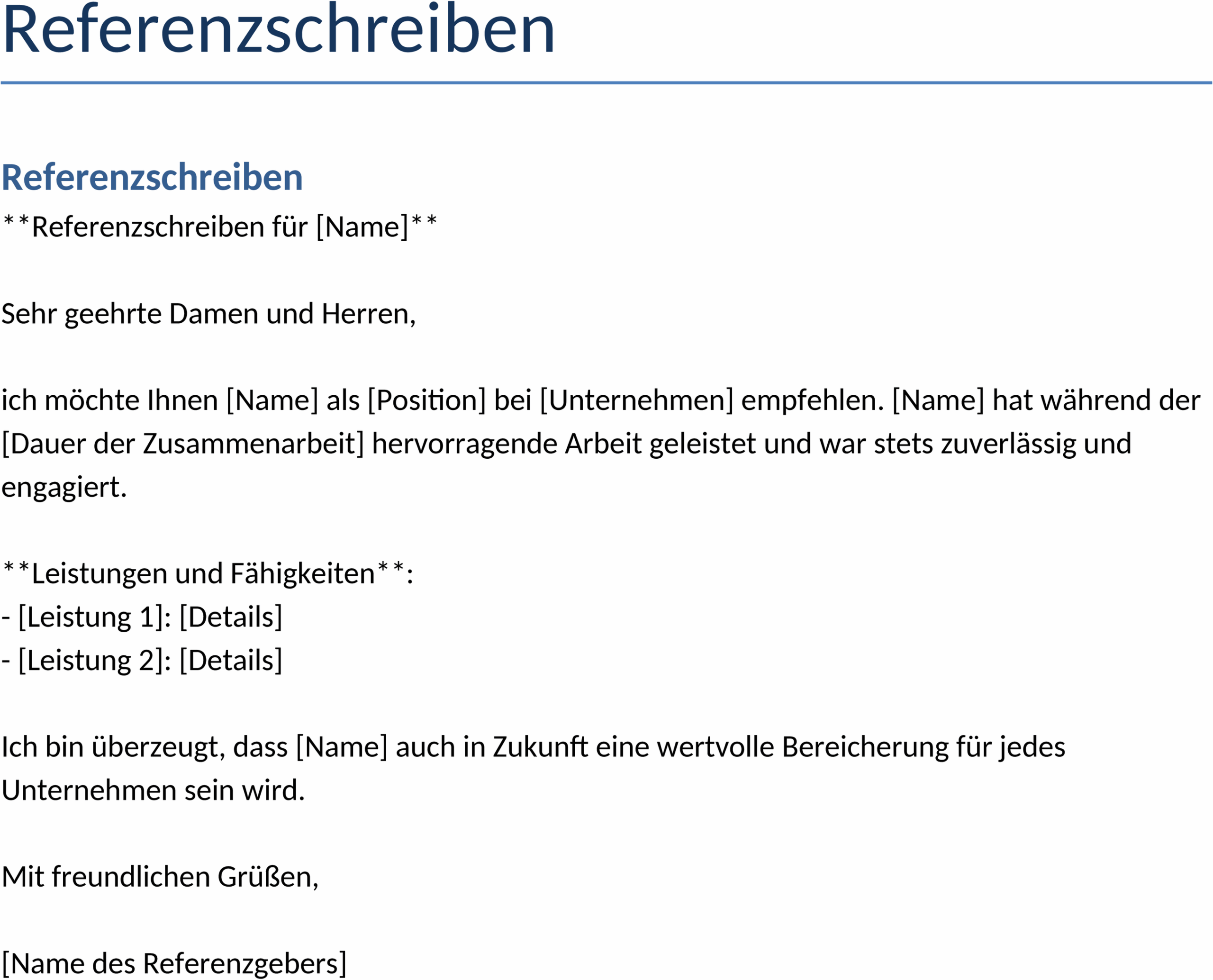 Referenzschreiben Word Vorlage