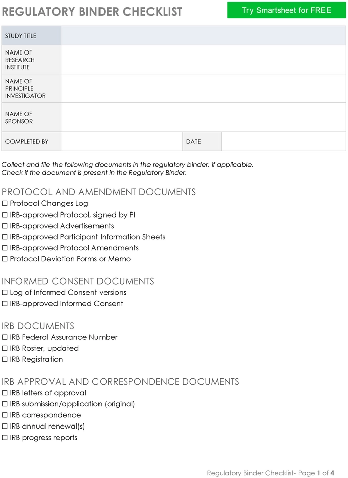 regulatory-binder-checklist-vorlage