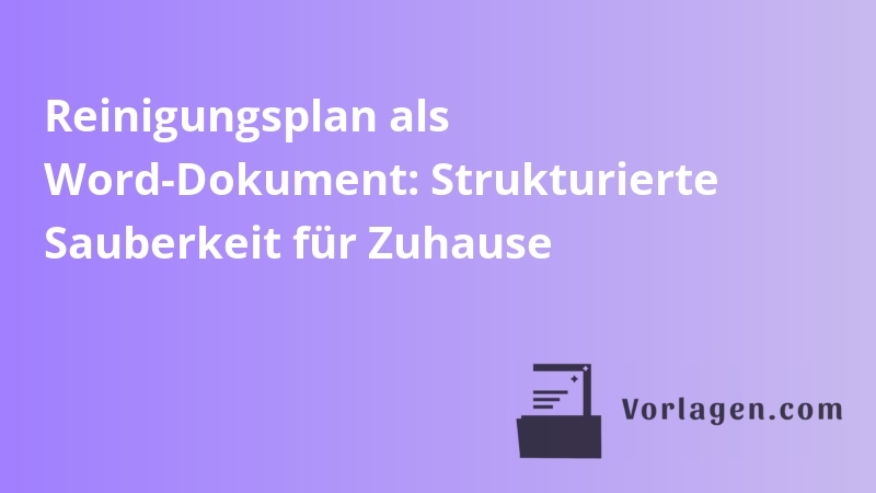 Reinigungsplan als Word-Dokument: Strukturierte Sauberkeit für Zuhause