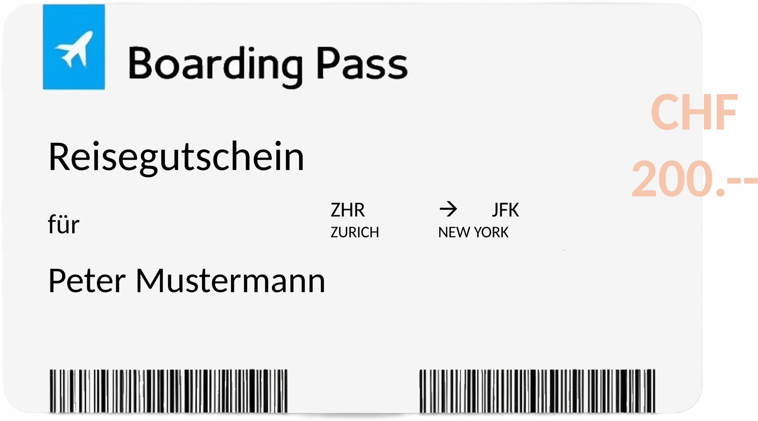 Reisegutschein im Boardingpass-Design