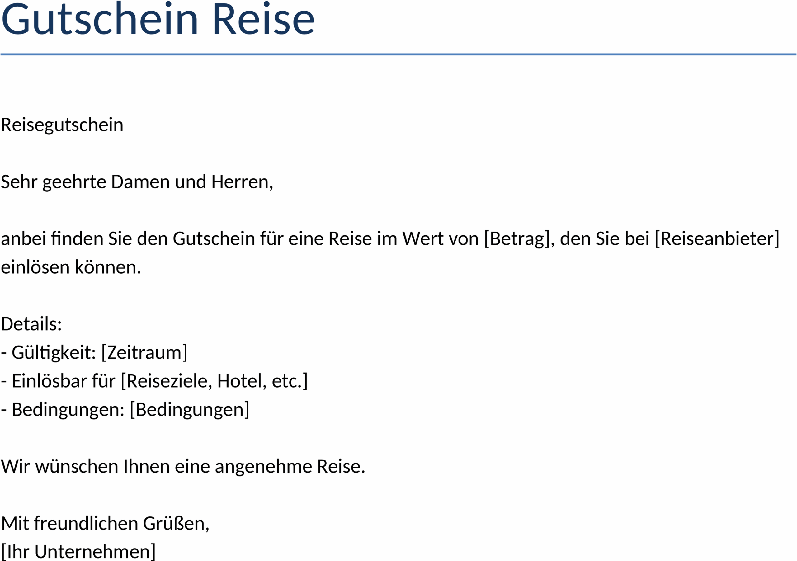 Reisegutschein Vorlage Word