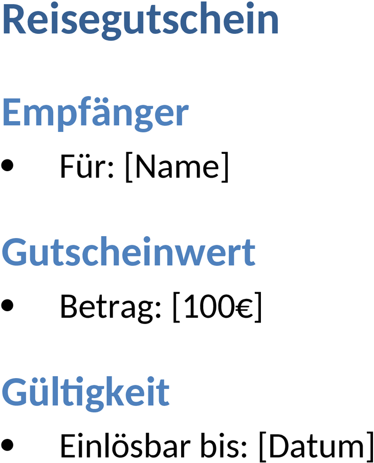 Reisegutschein Word-Vorlage