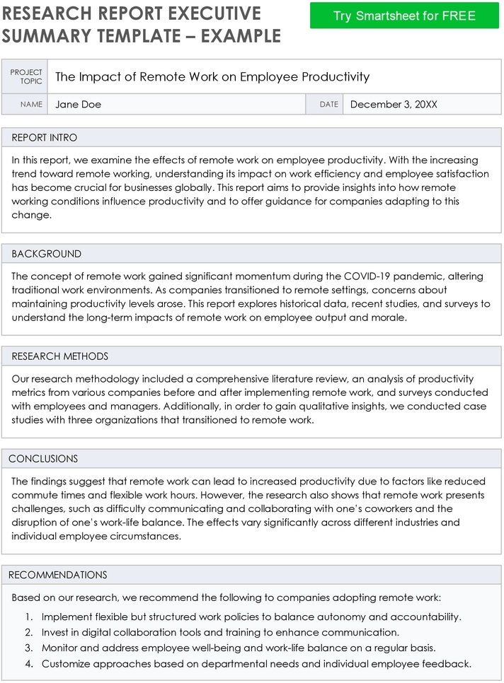research-report-executive-summary-vorlage