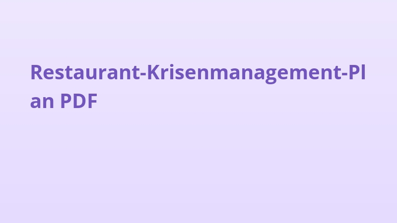 Restaurant-Krisenmanagement-Plan PDF