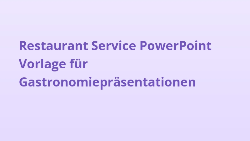 Restaurant Service PowerPoint Vorlage für Gastronomiepräsentationen