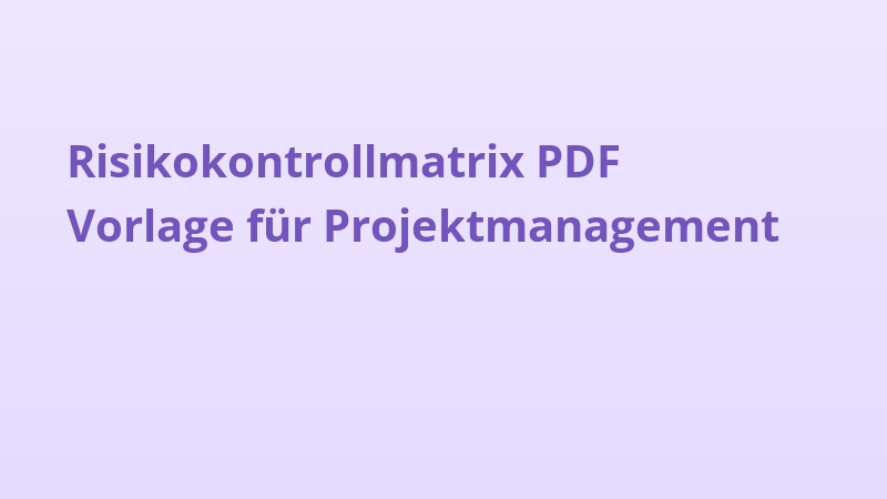 Risikokontrollmatrix PDF Vorlage für Projektmanagement