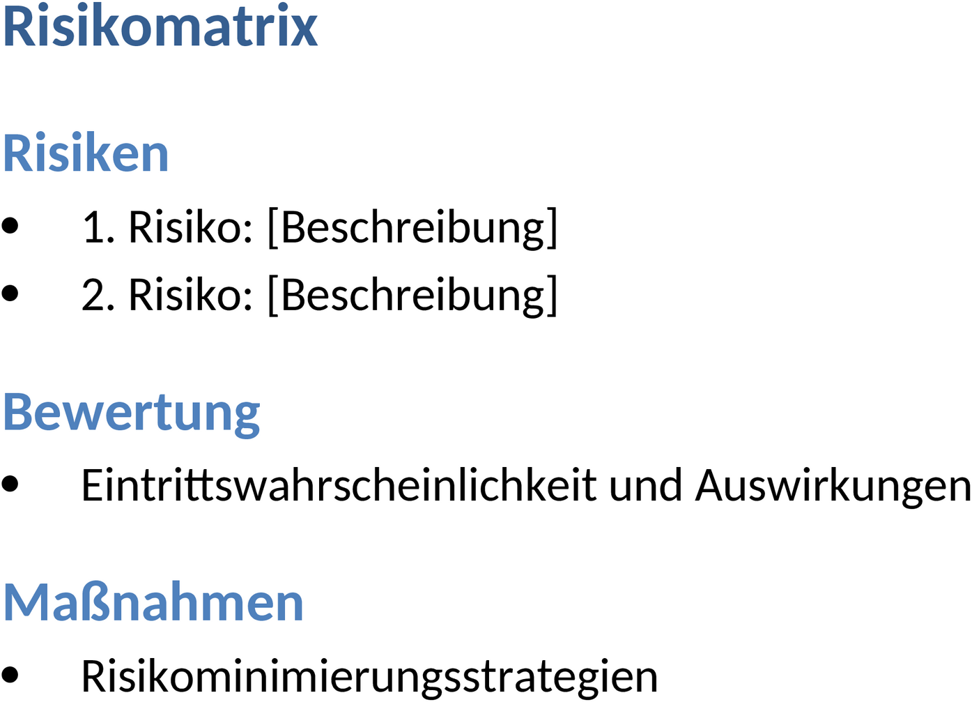 Risikomatrix Word-Vorlage zur Gefahrenbewertung