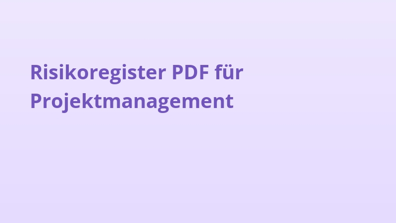 Risikoregister PDF für Projektmanagement