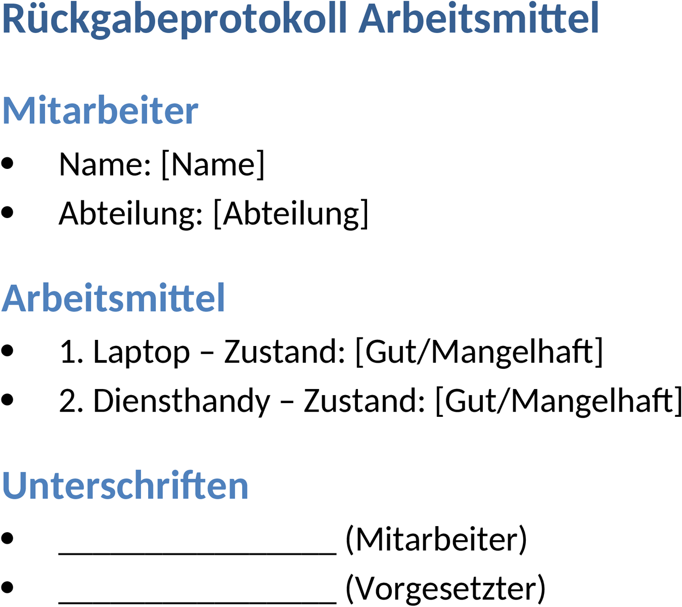 Rueckgabeprotokoll fuer Arbeitsmittel im DOCX-Format