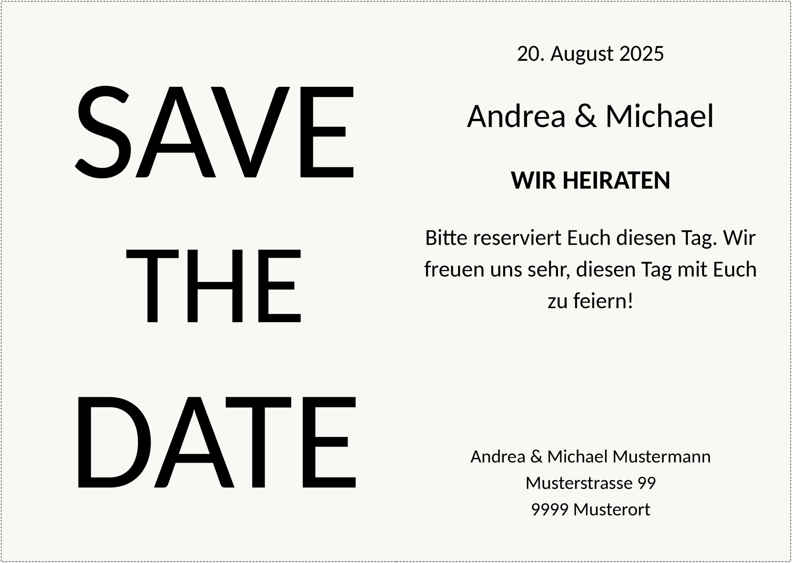 Save the Date Vorlage im Querformat für Word