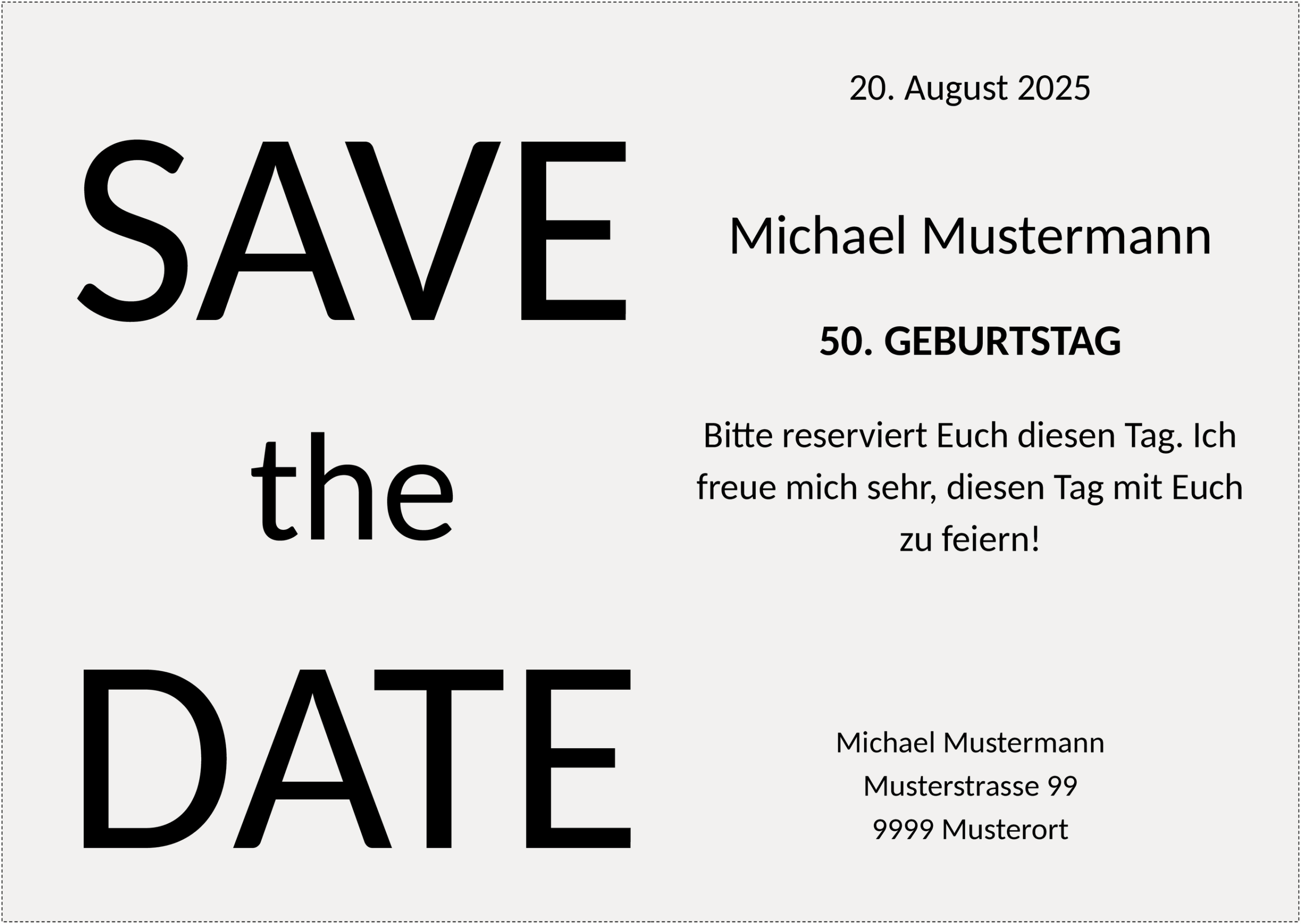Word-Vorlage Save-the-Date im Querformat