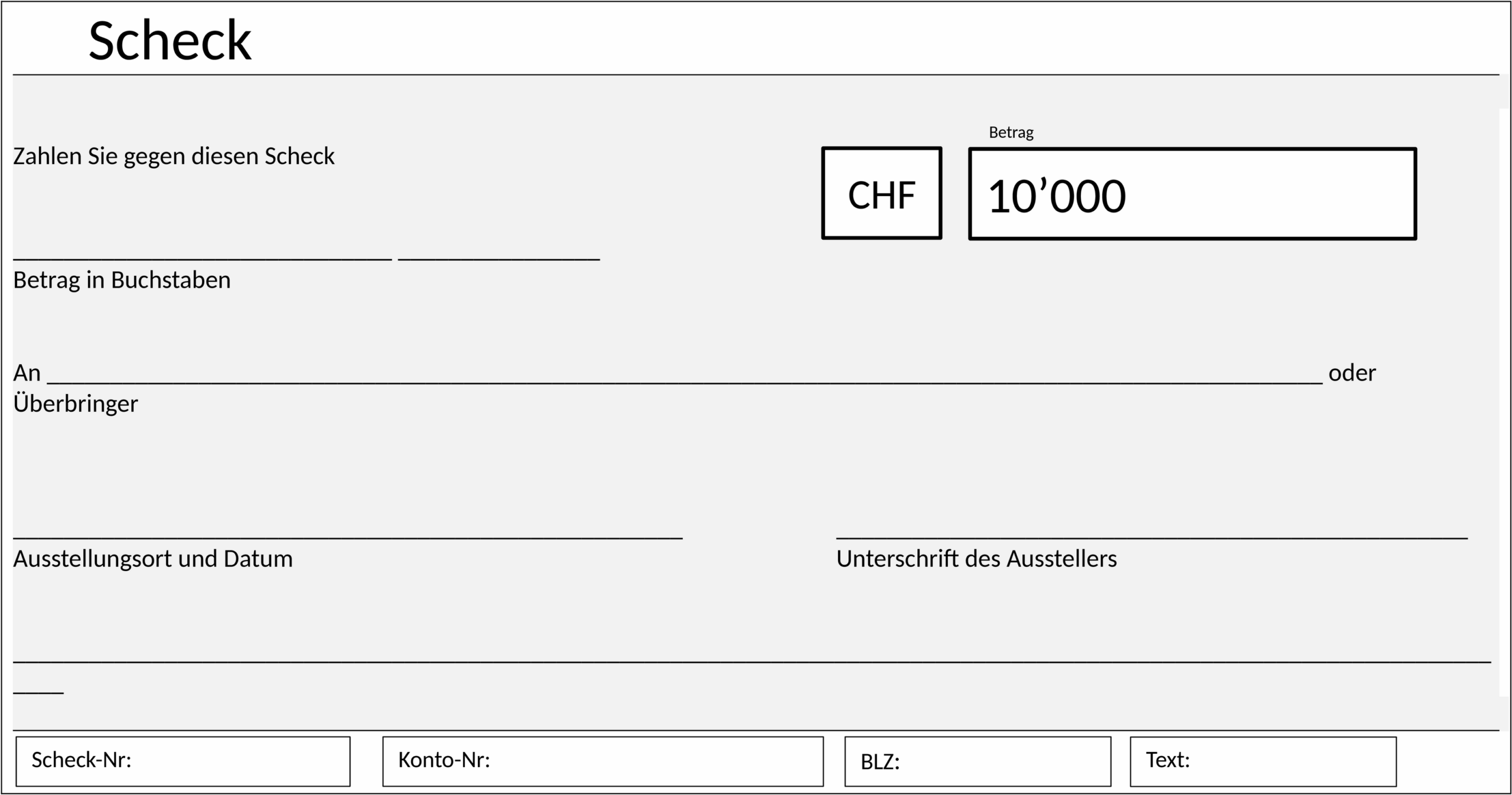 Scheck-Vorlage im Word-Format