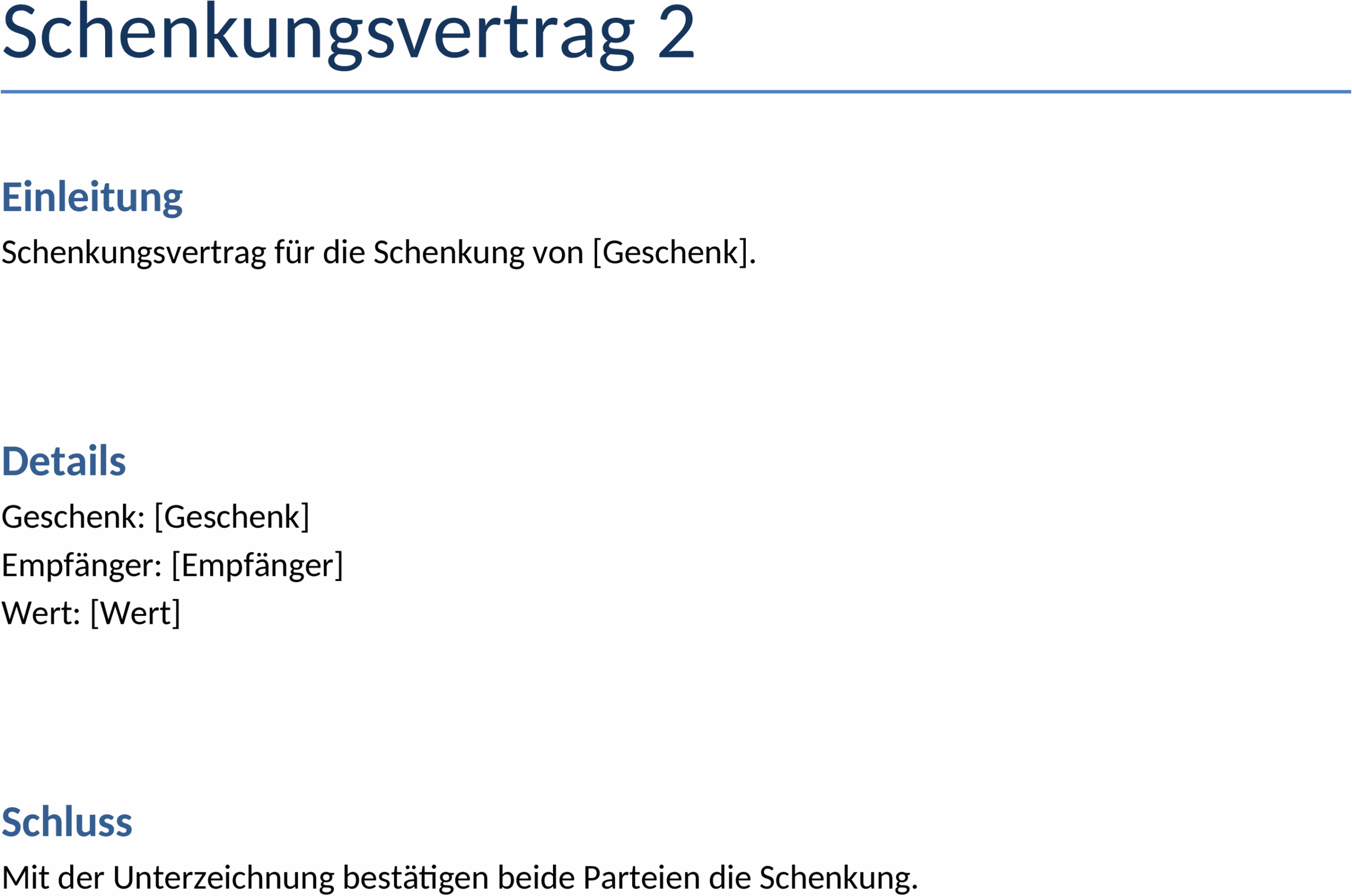Word Schenkungsvertrag Vorlage